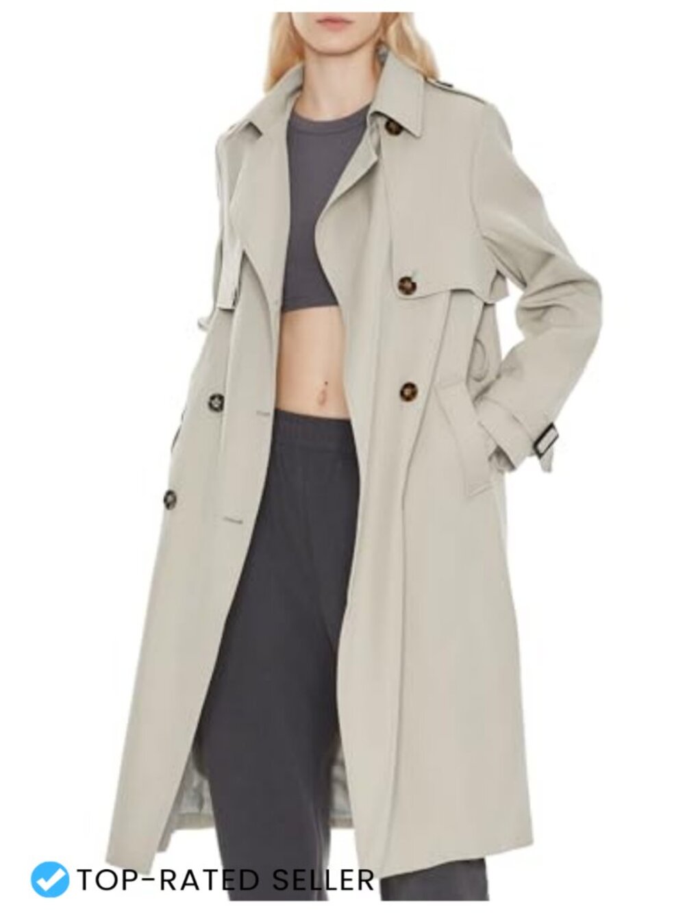 Orolay Women's Long Trench Coat Lightweight Double-Breasted Classic Lapel